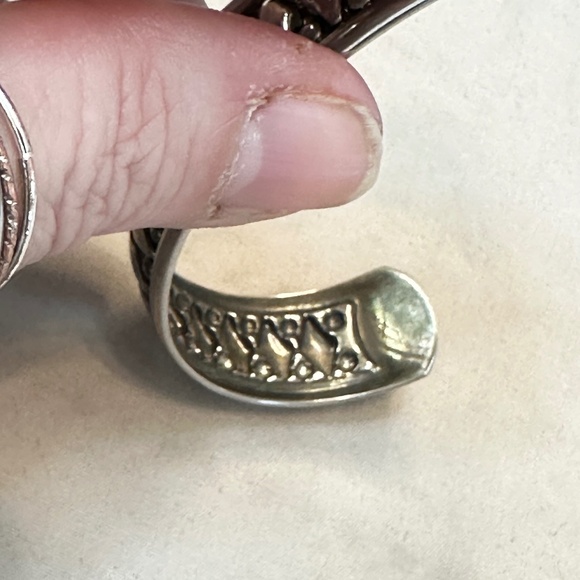 Silver Tone Cuff Bracelet w/Diamond Shape & Dot Design. 16mm Wide. EUC - Picture 11 of 11